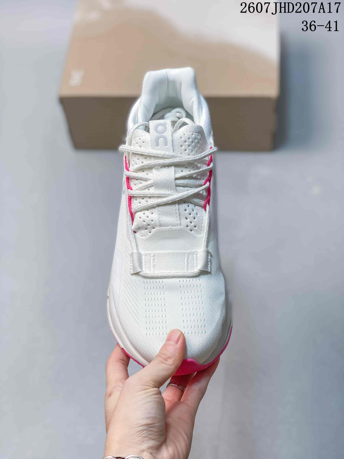 Top view showing the white lace-up construction, perforated tongue, and forefoot detailing.