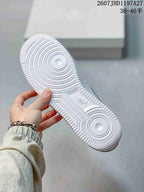 Close-up of the white rubber outsole showing concentric circular traction patterns and textured edges.
