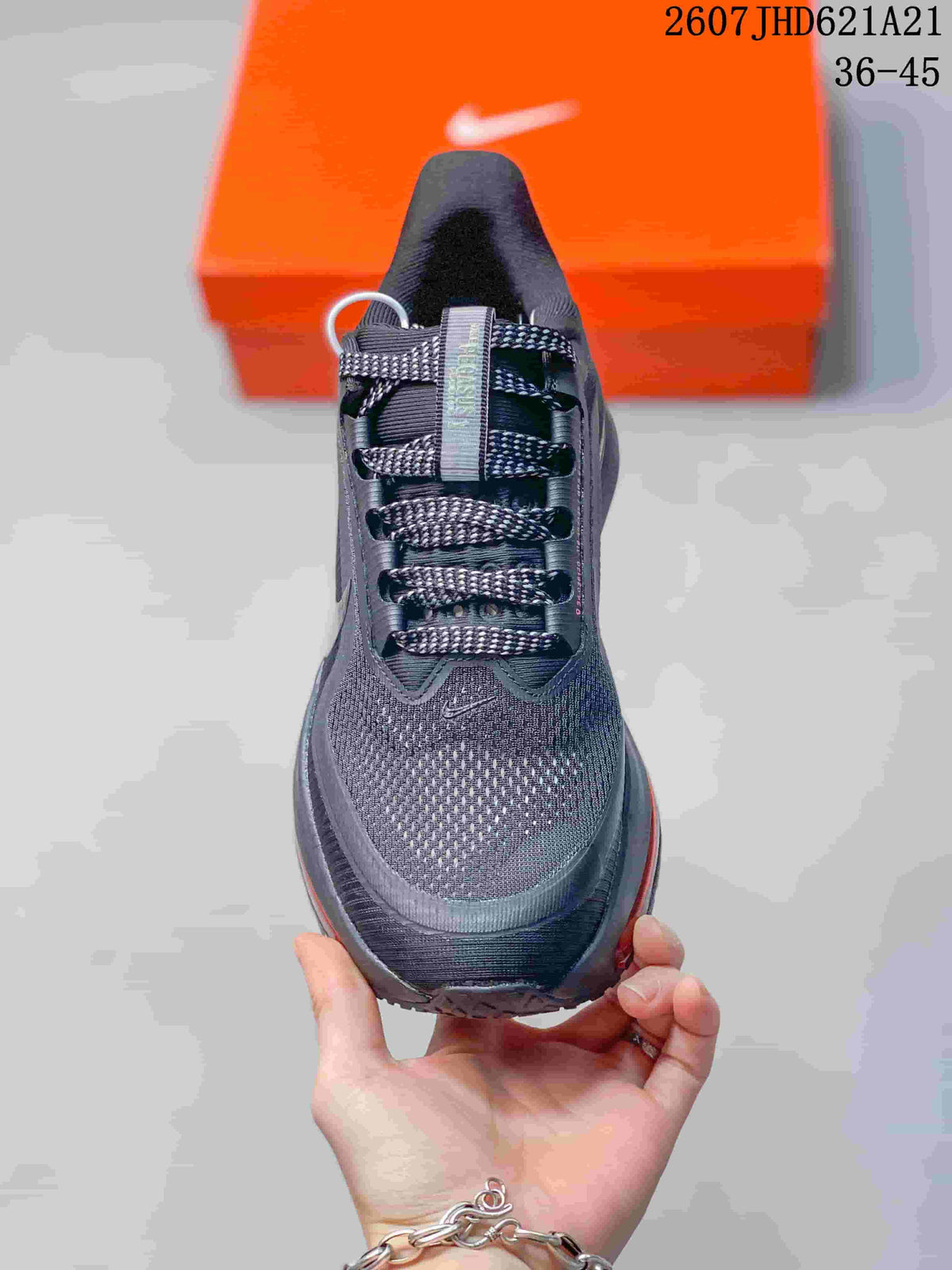 Top view of the sneaker showing the textured toe box, patterned laces, and tongue branding.