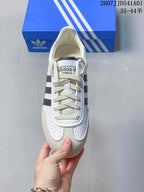 Top view of the lace-up sneaker with perforated forefoot panels