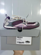 Side view of the purple and pink Skechers Radar sneaker displayed on its shoebox; the label shows model 5159, color Purple/Pink, and size E 41.