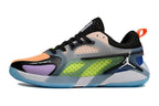 Side profile of a multicolor Jordan Heir shoe