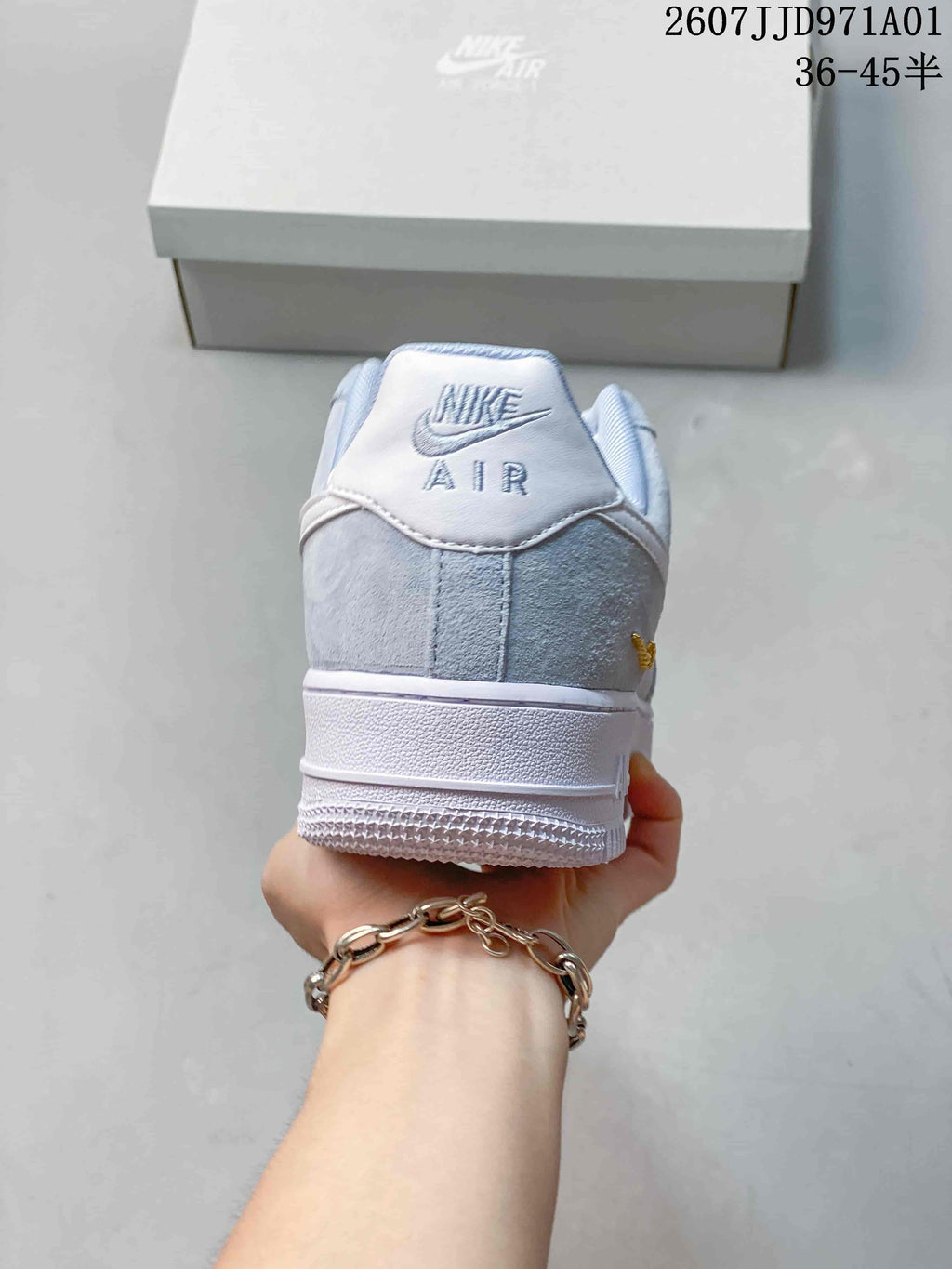 Rear view showing the heel panels and Air Force branding
