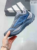 Side view of the gray and blue Adidas Holo Peak trail running shoe