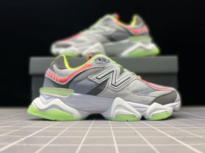 New Balance 9060DGG Grey Sneakers with Lime Accents