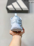 Rear view of the sneaker showing the heel pull tab, padded collar and outsole tread.