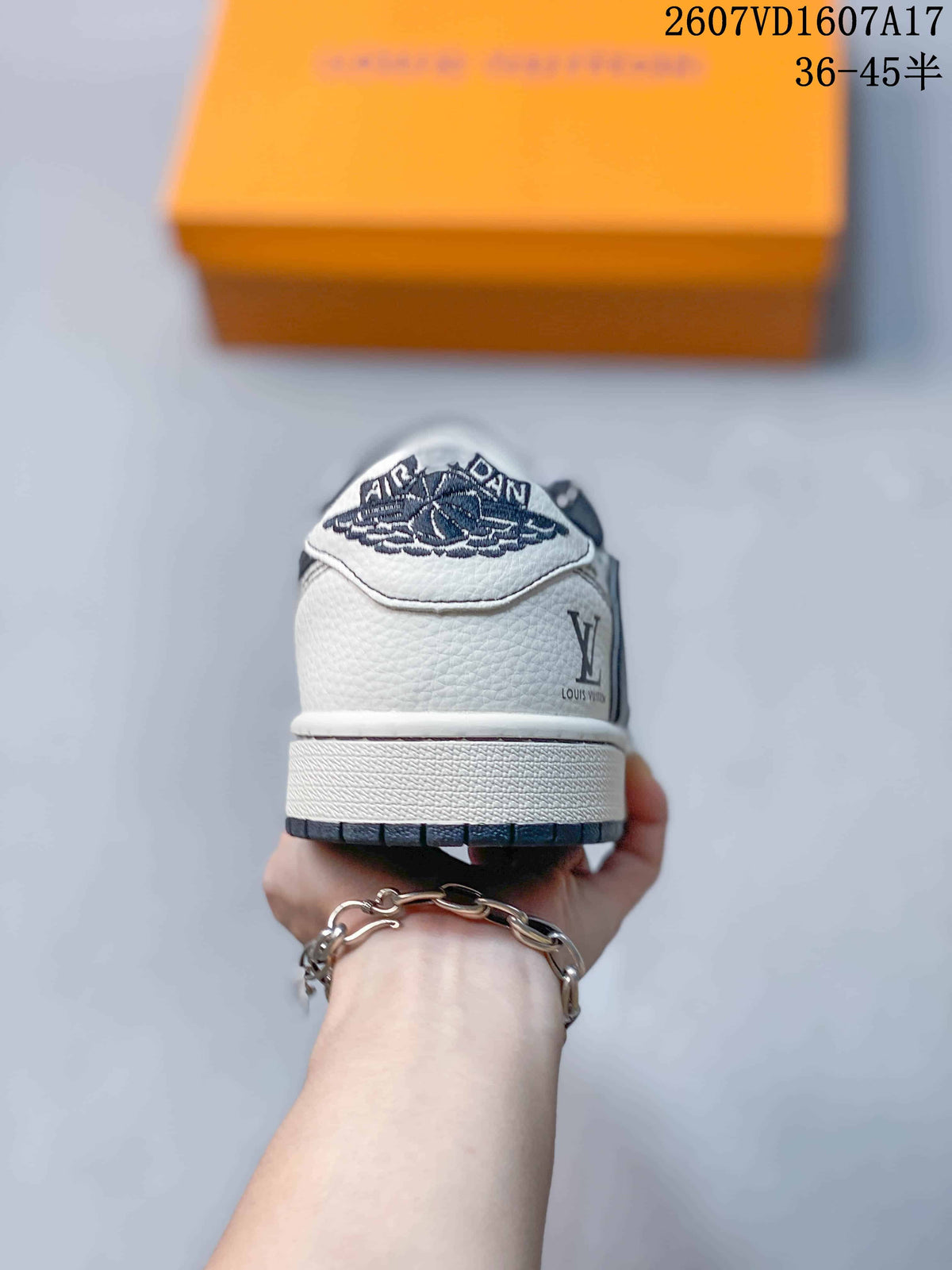 Rear view showing the white heel, dark outsole edge, and Jordan-related heel branding.