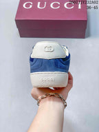 Rear view showing the blue heel panels and white heel detail