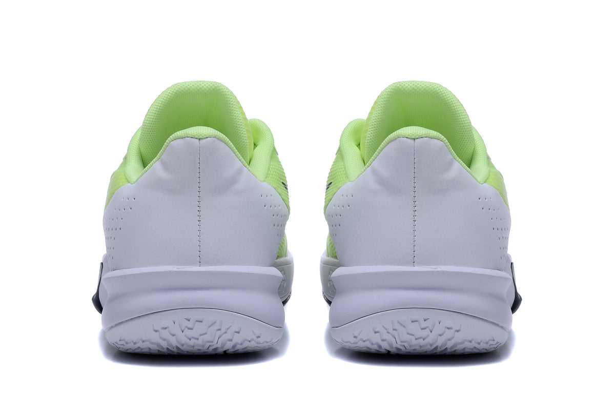 Rear view of the shoes showing white heel panels and padded collars.