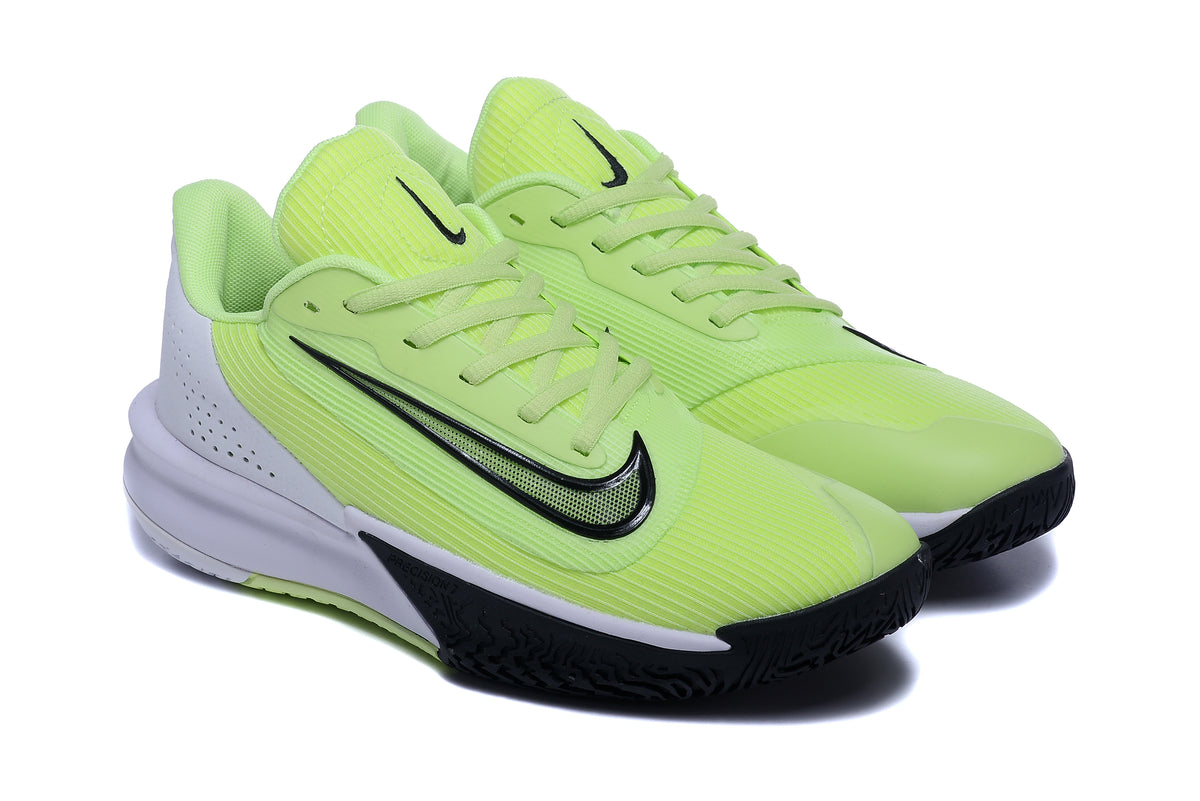 Angled view of the pair showing the bright yellow-green uppers, laces, and black Swoosh details.