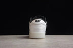 Rear view showing the white heel, black collar, CLOT branding, and white outsole.