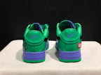 Rear view showing BAPE STA heel branding, purple midsoles and Marvel graphic accents.