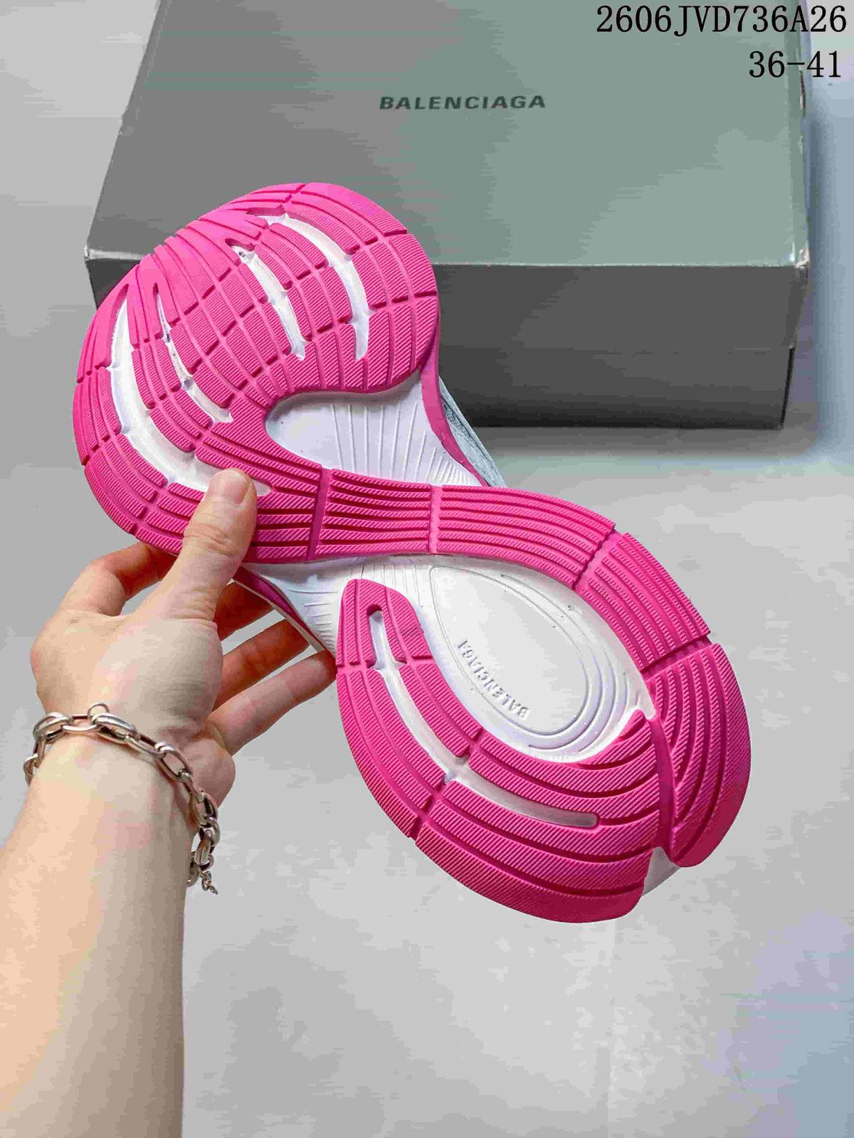 Close-up of the pink-and-white patterned outsole