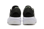 Rear view of black Adidas Adizero shoes with white soles