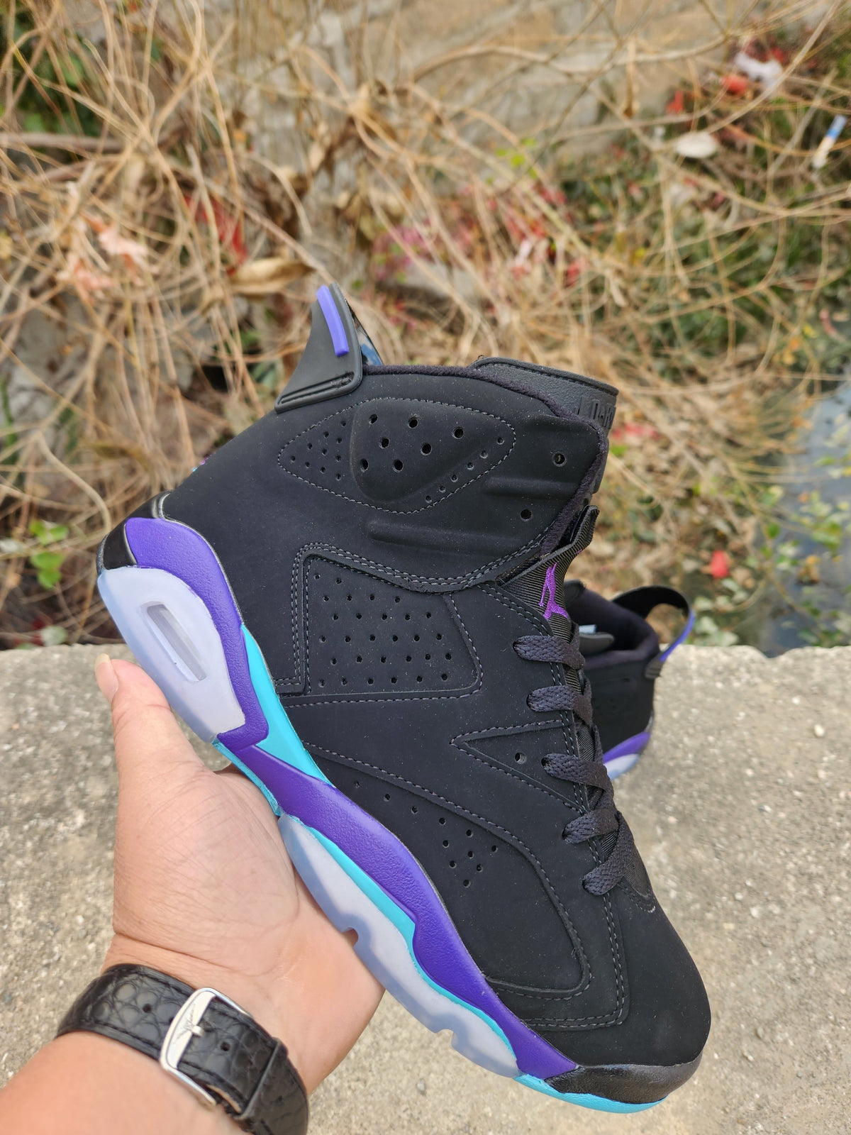 Jordan 6 High-Top Sneakers Black Purple Teal