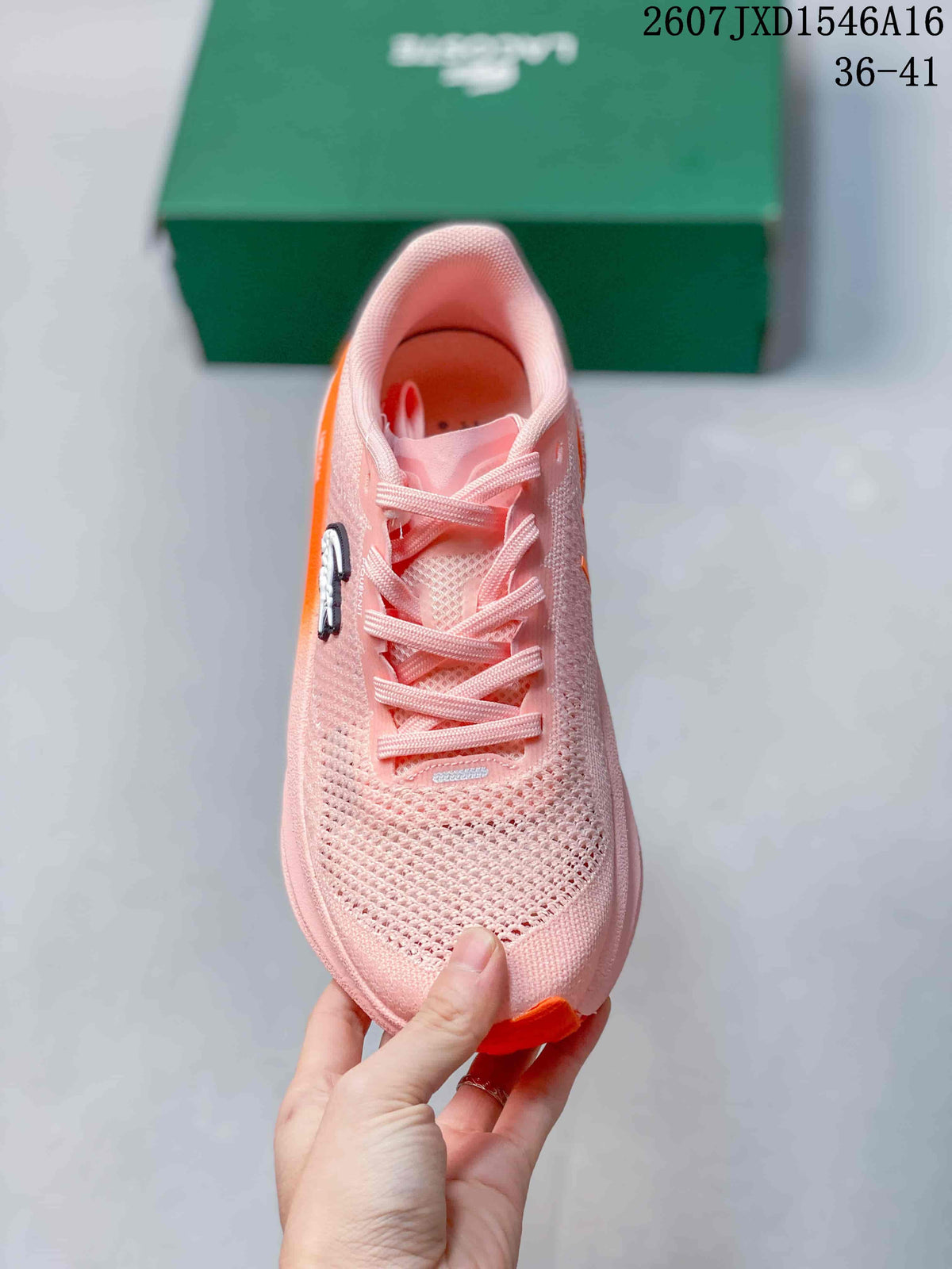 Top view showing the lace-up construction and textured open-knit upper.