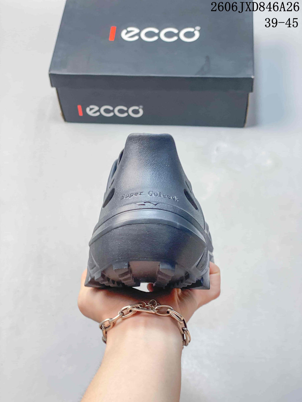 Rear view of a gray clog showing the heel area and molded outsole.