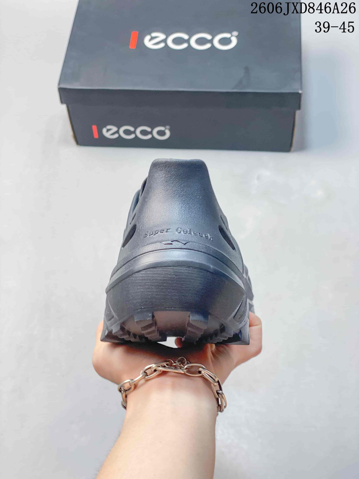 Rear view of a gray clog showing the heel area and molded outsole.