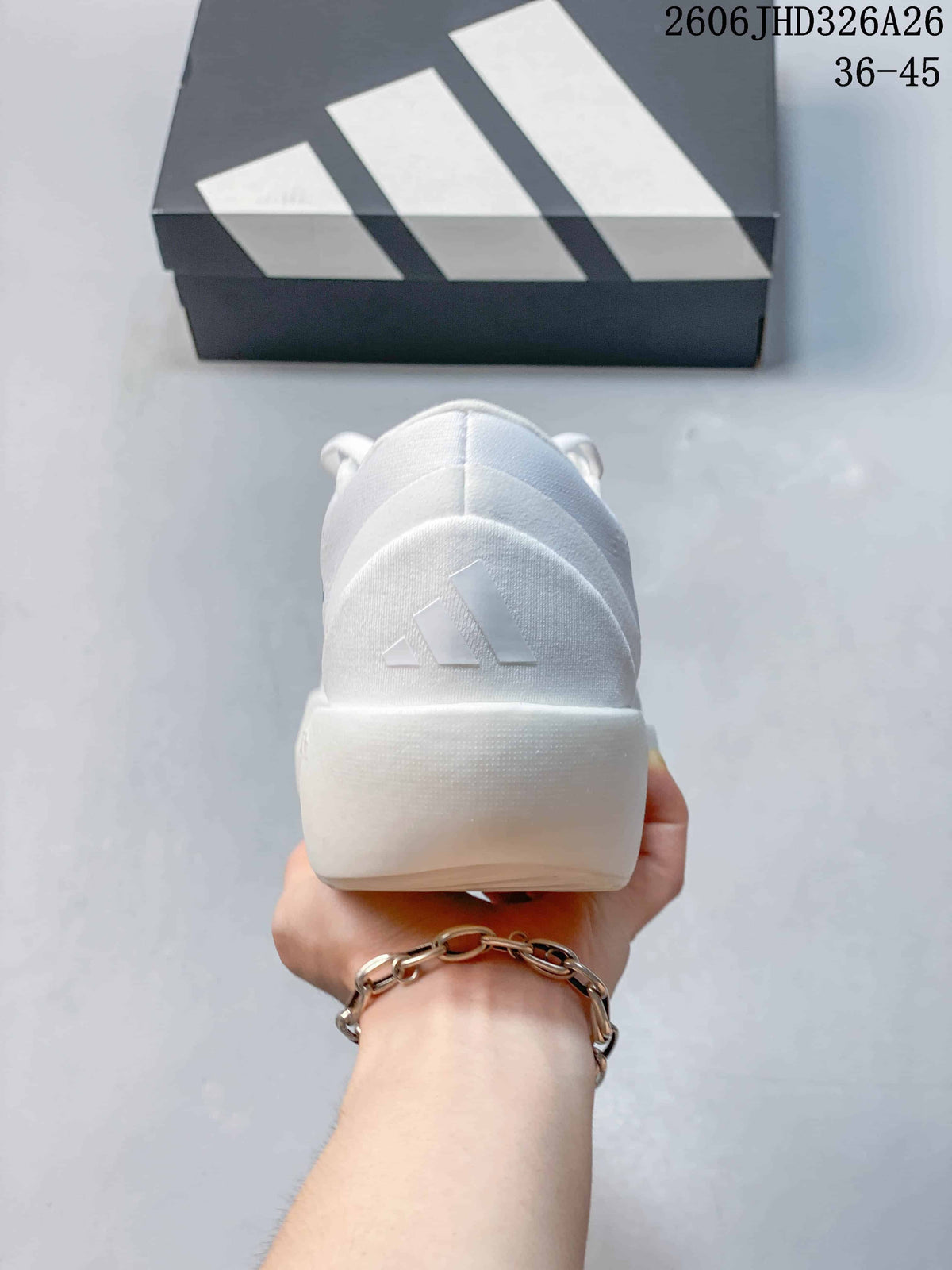 Rear view showing the heel and thick white sole