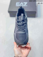 Front view of the dark gray lace-up sneaker showing the patterned mesh-style toe panel and rounded toe; image text shows JDY1092A22 and 40–45.