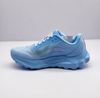Opposite side view of the light blue Alo sneaker with a padded collar and lace-up design.
