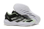 Adizero sneaker in black, gray and pale green with a white sole