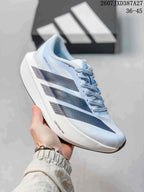 Angled side view of the shoe showing the light blue upper, dotted stripes, white sole, and visible “LIGHTSTRIKE PRO” marking.