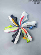 Six Hoka One One MAFATE X colorways arranged in a circular display.