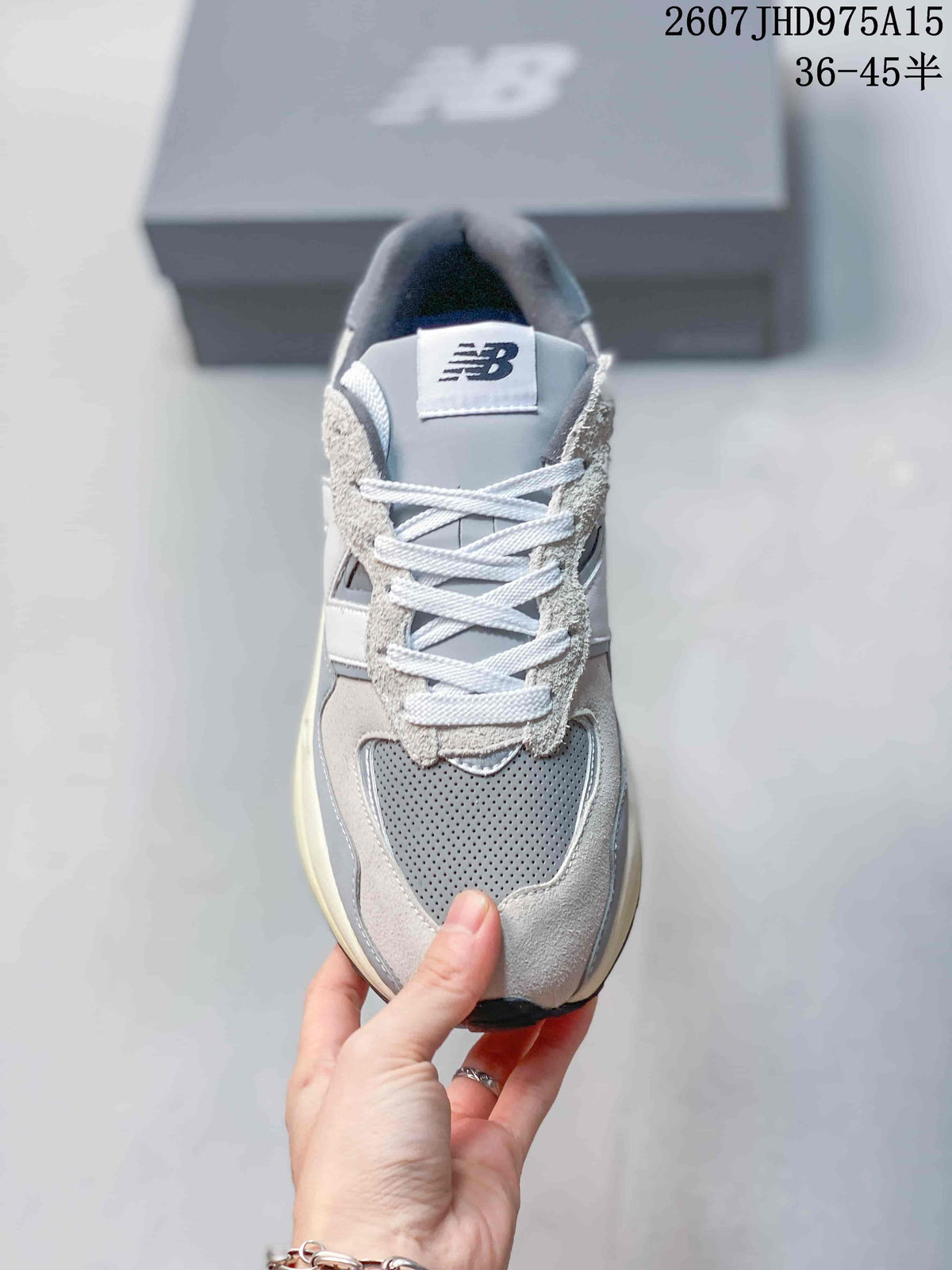 Top view showing the perforated toe area, laces and tongue logo.