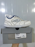 White and blue Balenciaga Hampton sneaker displayed on its box; the box label shows an EU 40 sample and white/blue colorway.