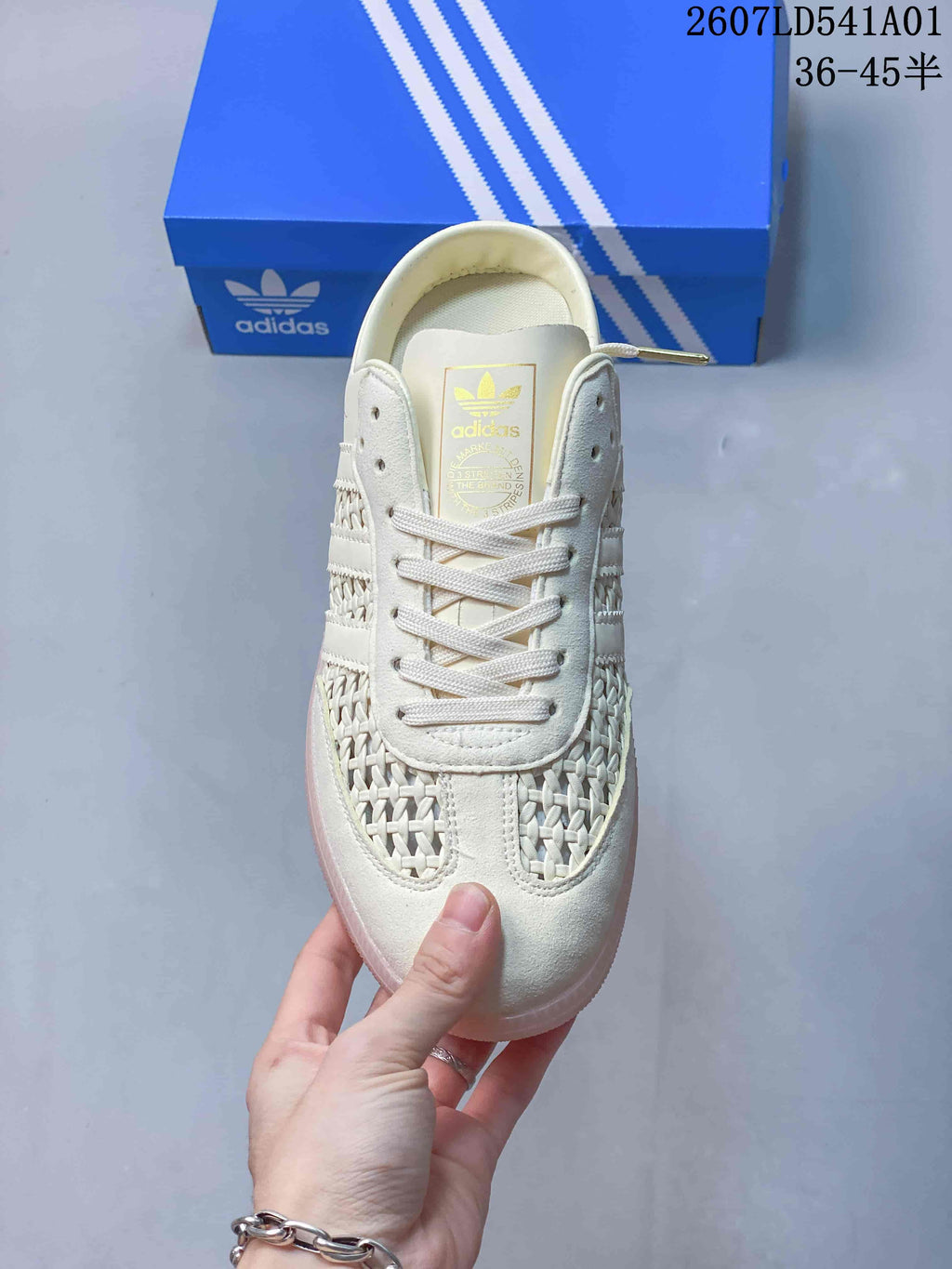Top view showing the lace-up front and woven-look forefoot panels.