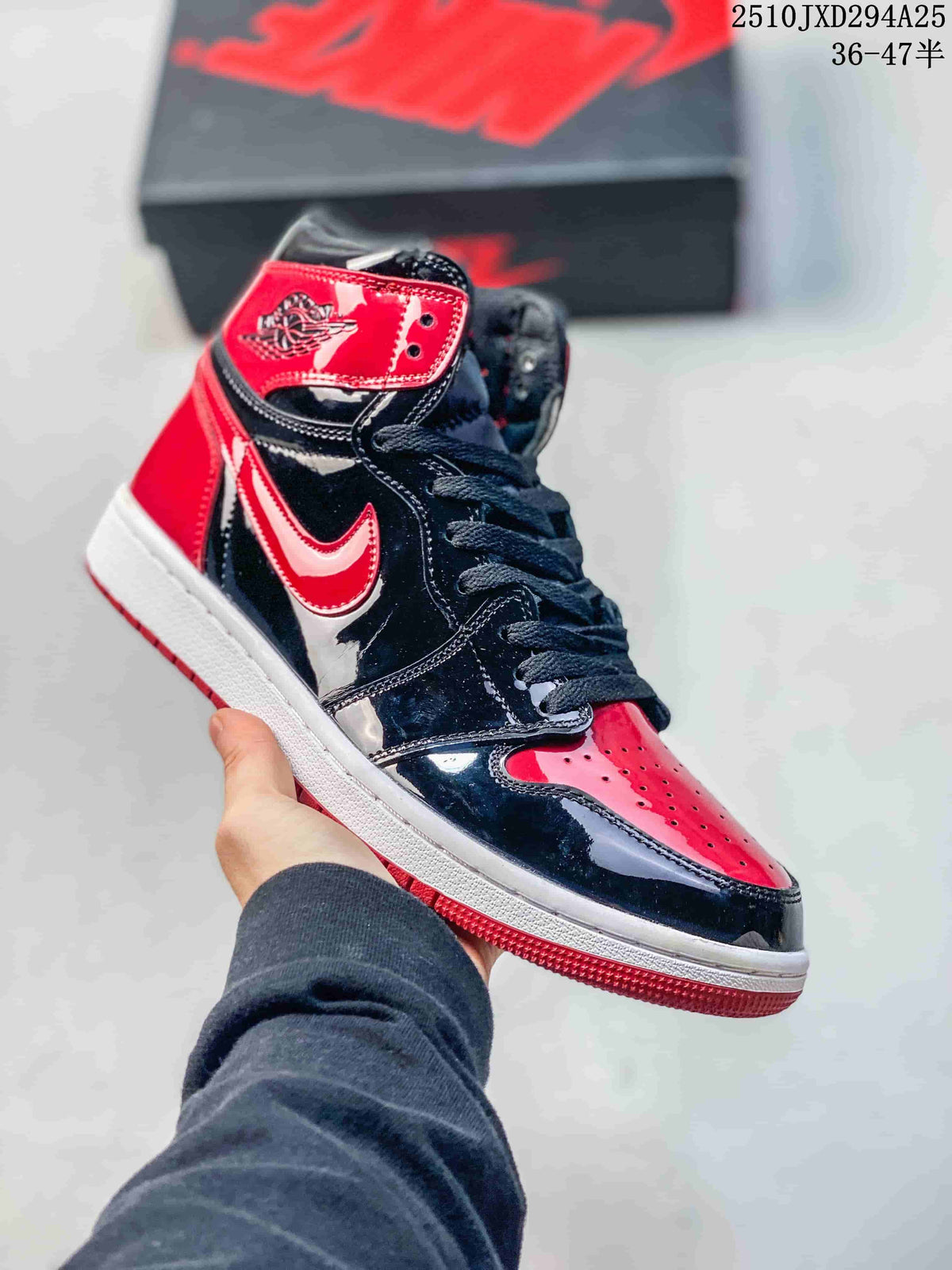 Glossy black and red Air Jordan 1 Retro High OG high-top sneaker