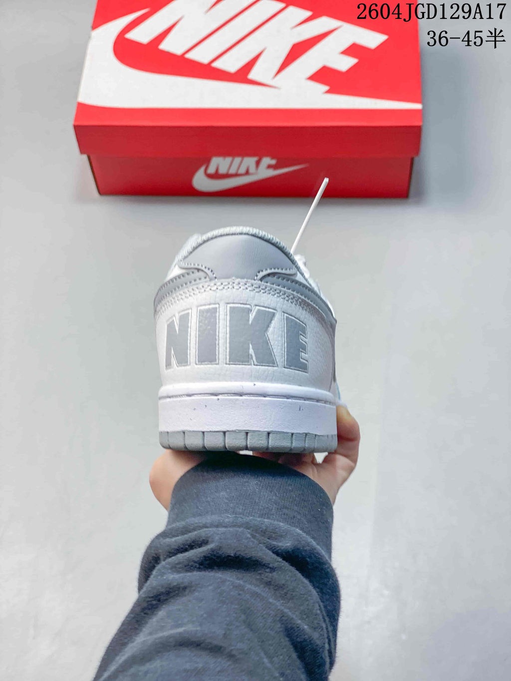 Rear view showing large Nike lettering on the heel