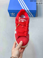 Top view of the red sneaker with matching laces