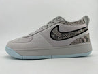 Close side view of the patterned Swoosh and upper panels