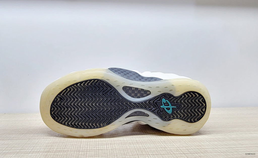 Outsole view showing black traction sections and pale translucent-looking edges.