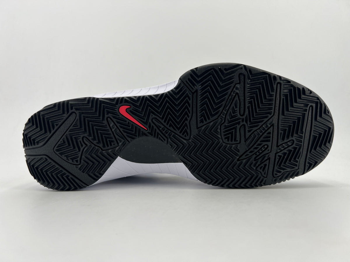 Underside view of the black herringbone-pattern outsole