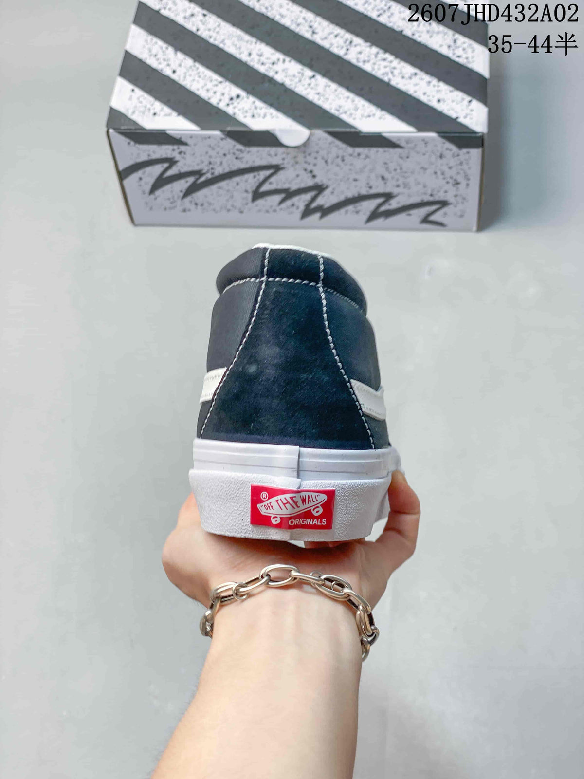 Rear view showing the heel patch and white sole