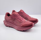 Pair of burgundy alo Runner sneakers shown from a three-quarter front angle.