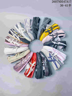 Group view showing the available pictured Mary Jane sneaker colorways and design variations.