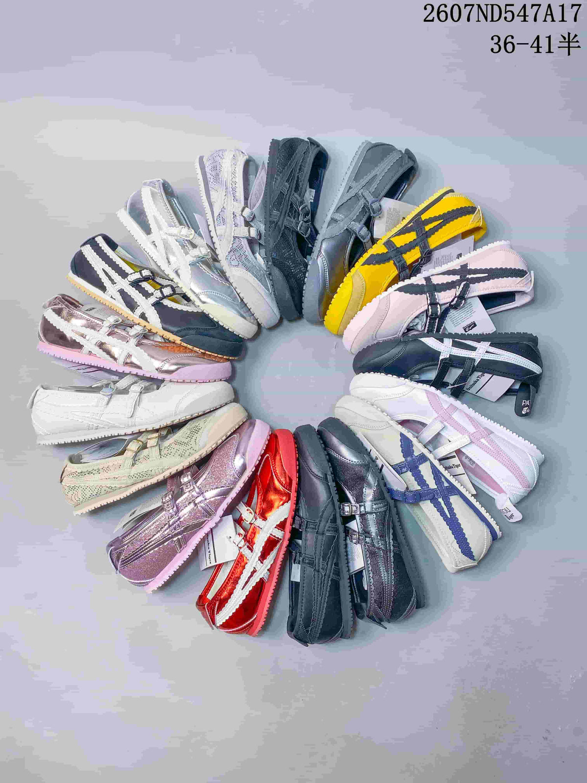 Group view showing the available pictured Mary Jane sneaker colorways and design variations.