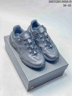 Pair of dark gray KAILAS Shanhang 3 trail shoes displayed on a shoebox.