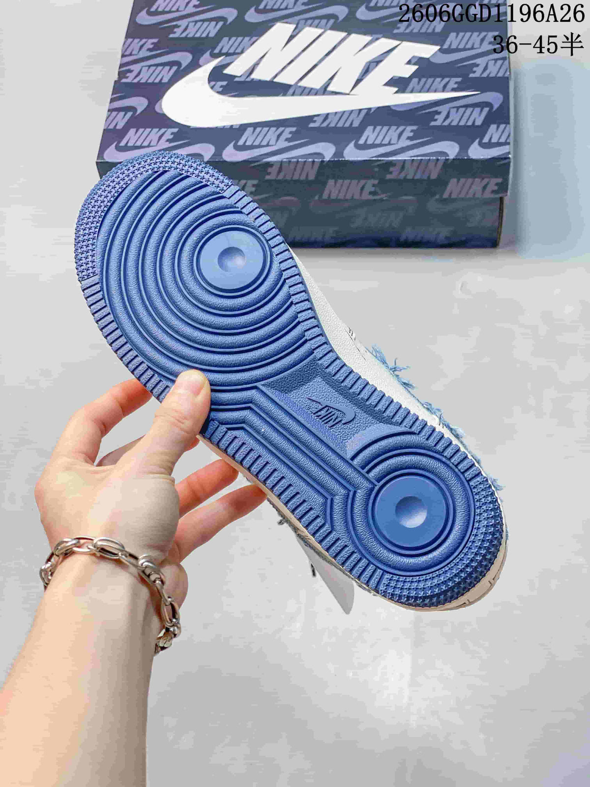 Blue outsole of the Nike Air Force 1 Low sneaker