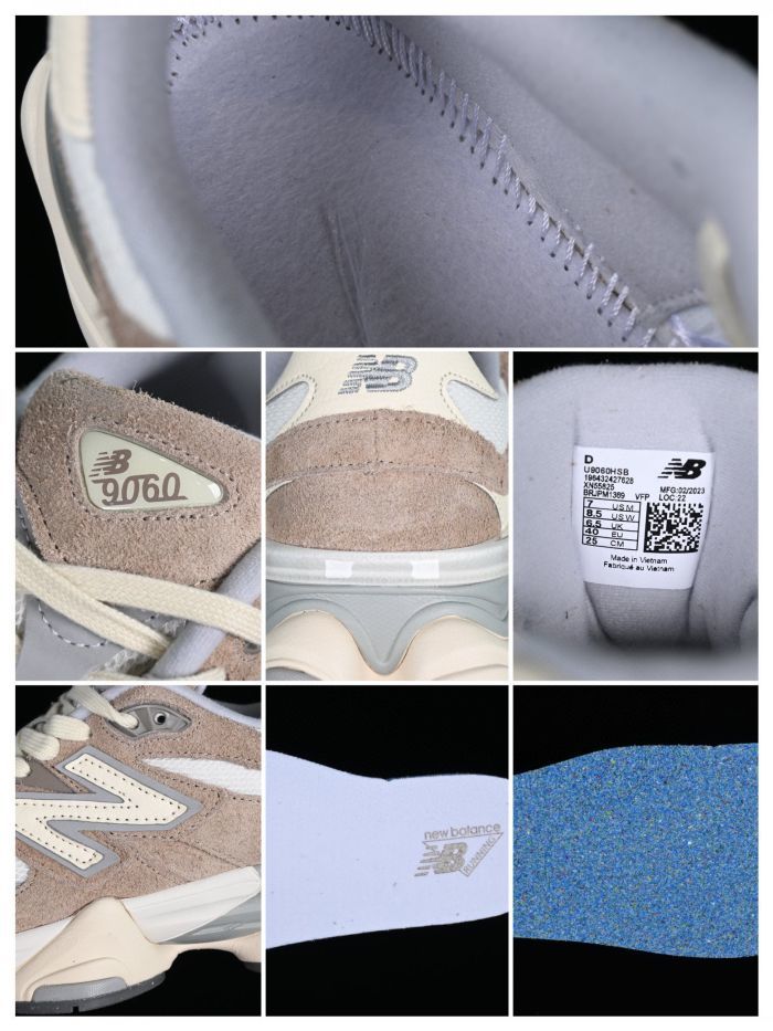 New Balance 9060 HSB Sneakers in Taupe and White