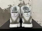 Rear view of white Nike Zoom Kobe 2K5 FTB high-top basketball shoes with gray heel accents.