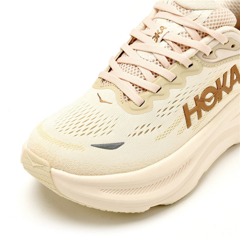 HOKA Bondi 9 Beige Running Shoes