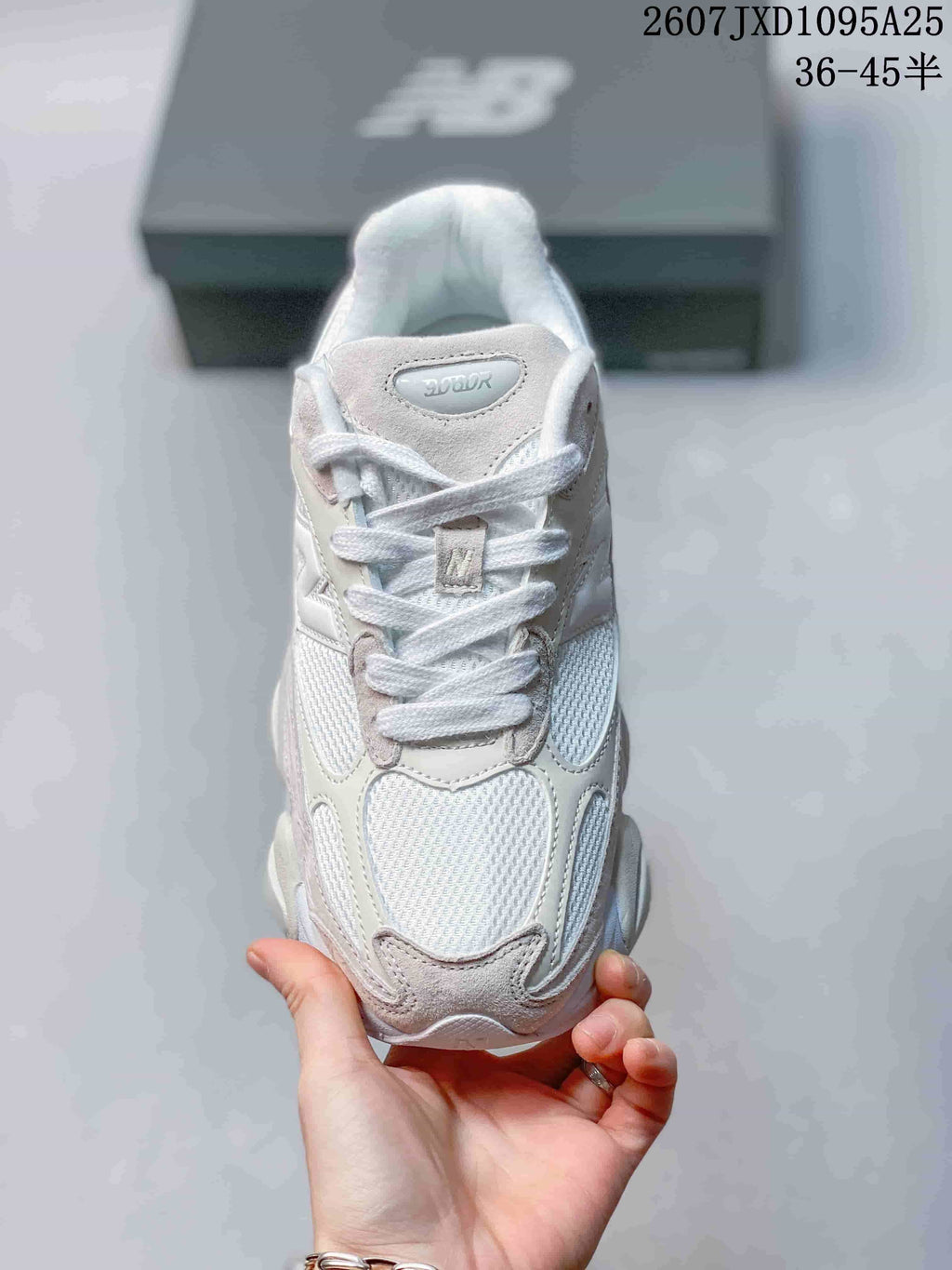 Top view showing the laces, padded tongue, mesh toe area, and layered overlays.
