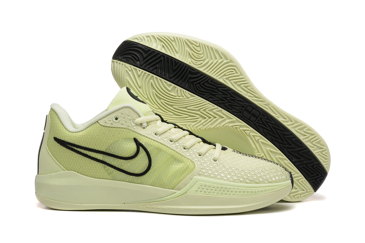 Nike Sabrina 10 shoes shown with their patterned outsoles