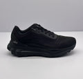 Side profile of an all-black Alo lace-up sneaker showing the layered upper, padded collar, and thick outsole.