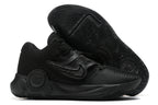 All-black Nike KD basketball shoes with a textured outsole.